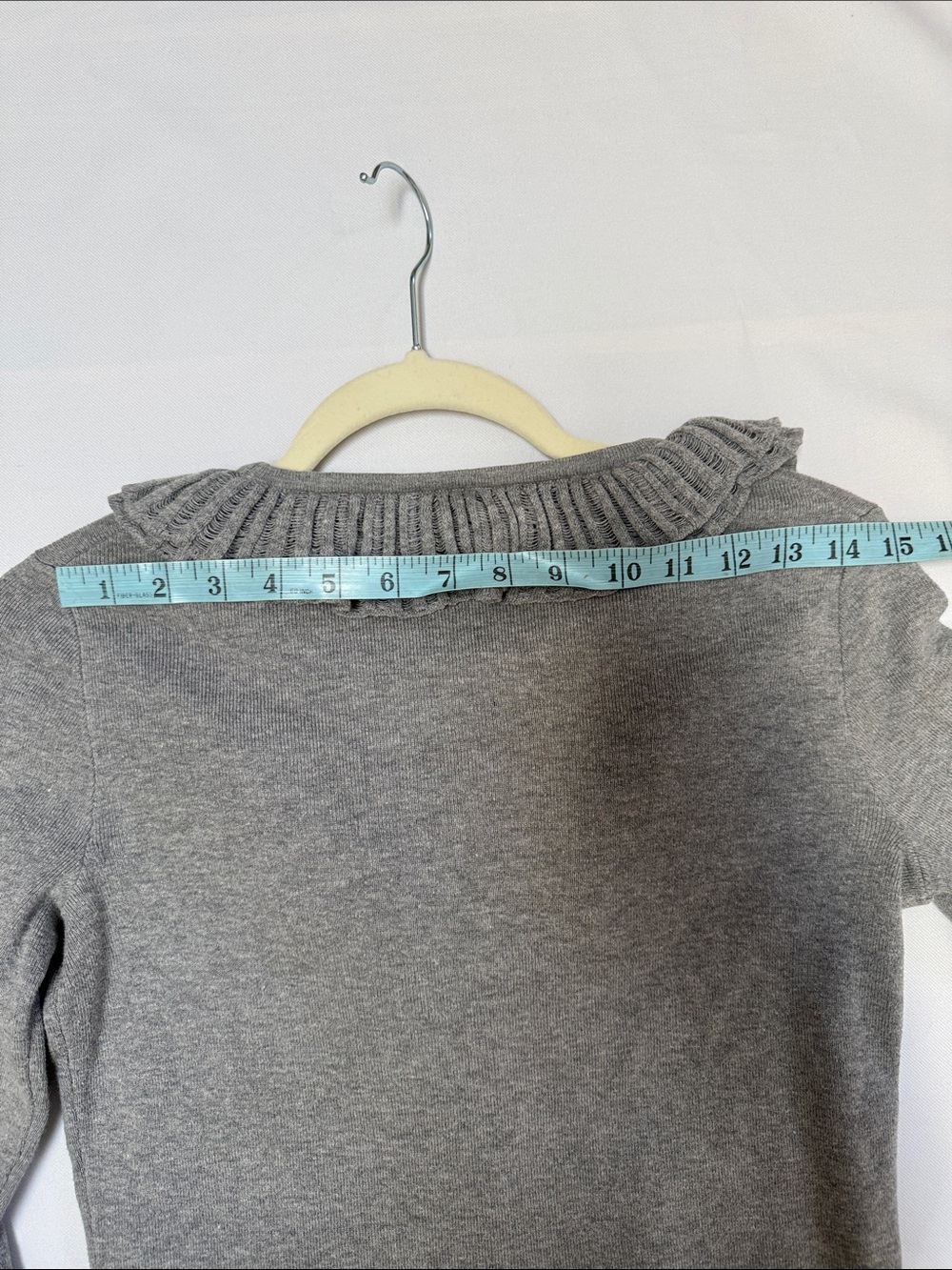 Talbots Gray Ruffle V-Neck Cardigan - Picture 7 of 12